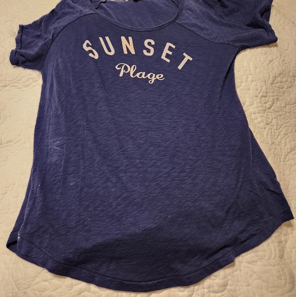 Sundry vacation tshirt sz 3 (L) Sunset Plage [beach, in French] swim cover - Picture 2 of 6